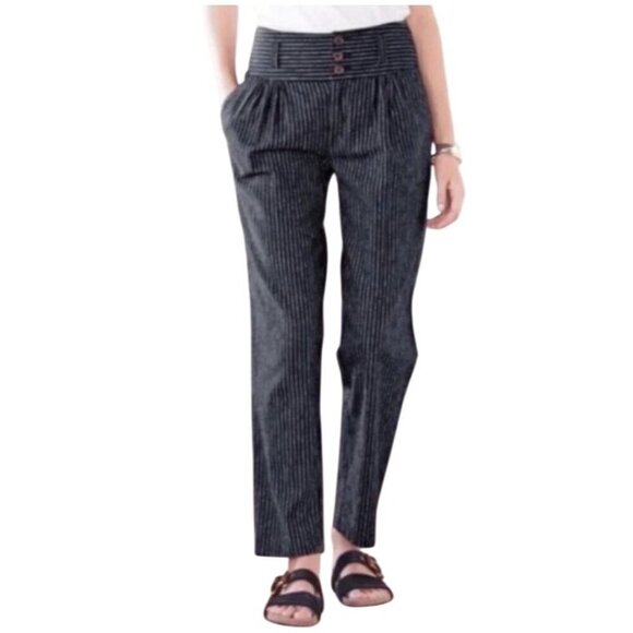 Sundance Amelia pleat front striped linen blend ankle pants women’s plus size 14 - Picture 1 of 12
